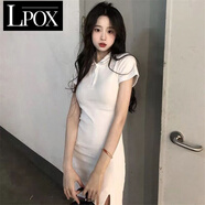 LPOX連衣裙女polo領(lǐng)打底連衣裙2025年夏季新款修身休閑包臀裙連衣裙女 白色面料 L 適合106-120斤