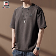AEMAPE/美國蘋果 高端美式短袖t恤男夏季復(fù)古圓領(lǐng)半袖男寬松體恤上衣男 灰色 L 【適合130-145斤】