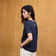 佐丹奴（Giordano）佐丹奴短袖T恤女夏季新款純棉口袋蕾絲花邊下擺圓領(lǐng)上衣18325204 06 海青 均碼 m中碼