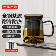 京東京造 遠山泡茶杯 茶水分離高硼硅玻璃具禮物男士【不銹鋼茶漏】 440ml