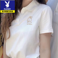 花花公子（PLAYBOY）特別的情侶裝t恤2025夏季新款潮流小眾感短袖polo衫一男一女 女白色 L 110-125斤