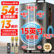 新科大功率13喇叭重低音廣場舞音響移動家用戶外K歌拉桿便攜式音箱帶無線話筒15英寸