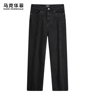 馬克華菲（FAIRWHALE）【輕薄透氣】馬克華菲秋季新款牛仔褲男士直筒寬松休閑長(cháng)褲男 黑灰 S