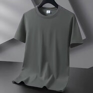 南極人潮夏季2025新款短袖男T恤休閑青少年半袖寬松體恤純色百搭打底衫 深灰色 M