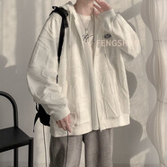 HUALIN FASHION春季潮流開(kāi)衫衛(wèi)衣寬松百搭港風(fēng)拉鏈夾克外套 T603 連帽開(kāi)衫【字母白色】 M 【建議90-110斤】