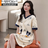 莫代爾睡裙女夏季2024年新款春秋純棉短袖可愛大碼寬松薄款睡衣連衣裙子 YQ823 L (100斤-120斤)