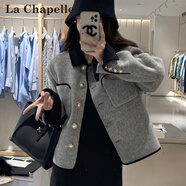 拉夏貝爾（La Chapelle）短外套女裝2025年春秋季新款上衣小個(gè)子小香風(fēng)外套衣服毛呢大衣女 淺灰色 M