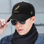 梵美琳帽子男女士秋冬韓版戶外時尚棒球帽潮流防曬刺繡四季百搭鴨舌帽 羽毛款黑色 55-60