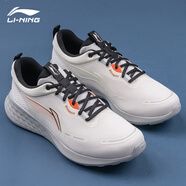 李寧（LI-NING）男鞋跑步鞋夏季新款網(wǎng)面透氣防滑耐磨減震休閑慢跑鞋男士運(yùn)動(dòng)鞋 米白色 41.5