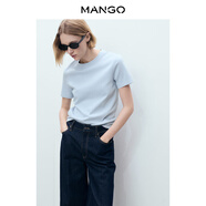 MANGO女裝T恤2025秋裝新款圓領(lǐng)短袖棉質(zhì)淺藍簡(jiǎn)約T恤內搭上衣 淺藍色 M