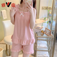 雅鹿吊帶背心睡裙女夏季薄款純棉2025年新款網(wǎng)紅性感睡衣連衣裙家居服 XF#吊帶短褲2050豆沙 XL