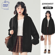 JEANSWEST CLUB真維斯連帽開衫衛(wèi)衣女拉鏈外套2025年新款春秋季百搭潮牌休閑帽衫