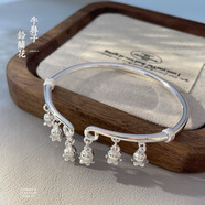 云妝蝶夢(mèng)足銀9999鈴蘭花手鐲女生甜美鈴鐺銀鐲子高級感開(kāi)口手環(huán)送女友禮物 鈴蘭花手鐲+玫瑰花禮盒 約22克