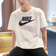 耐克（NIKE） t恤短袖男士2025夏季跑步訓(xùn)練健身運(yùn)動衫透氣休閑圓領(lǐng)半袖 AR5005-101白色黑 純棉 L 175/建議體重130-150斤