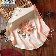 莫代爾蘇繡肚兜套裝雙層仿真絲綢吊帶女性純手工古風(fēng)繡花露背式內衣睡衣 富貴牡丹香檳色 均碼 (80-180斤左右)