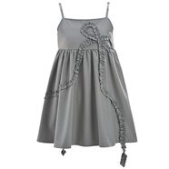 森女部落原創(chuàng  )學(xué)院風(fēng)甜美少女夏季小個(gè)子短裙雙層a字裙灰色半身裙 連衣裙（單件） （單件） L （單件）