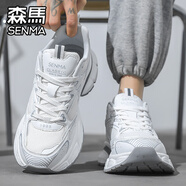 森馬（Senma）男鞋夏季網(wǎng)面透氣運(yùn)動(dòng)休閑跑步增高厚底輕便百搭感黑色老爹鞋 白灰 38 標(biāo)準(zhǔn)運(yùn)動(dòng)尺碼