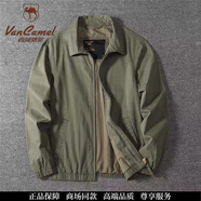 西域駱駝（VANCAMEL）工裝外套男士春季新款日系復古純棉開衫休閑上衣潮牌春秋款夾克男 軍綠色 L