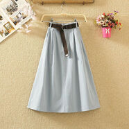 FHHUABD日系工裝休閑半身裙女夏季2024新款原宿風(fēng)中長(cháng)款高腰a字裙大擺裙 天藍色 均碼  【胖瘦均可穿】