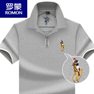羅蒙（ROMON）短袖t恤男夏季純棉翻領(lǐng)Polo衫男士商務(wù)品牌男裝體恤上衣 灰色 889短袖 XL 180