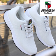 西域駱駝（VANCAMEL）品牌男鞋春秋款透氣網(wǎng)面運動鞋男2025新款防滑跑步鞋子男士休閑鞋 D22白色 39