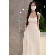 夏蓓朵法式茶歇白色吊帶連衣裙子女夏季2025春夏新款小個子長袖收腰長裙 白【無袖】 M 【111-120斤】