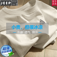 JEEP SPIRIT男款短袖夏季美式上衣男2025新款純棉男士T恤 【純棉】jp角紋章K奶茶杏 L 175 推薦體重120-140斤