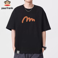 大嘴猴（paul frank）短袖男士夏季寬松純棉T恤男潮牌休閑半袖體恤上衣男裝 黑色 XL