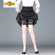 初徑2025新款沙裙子網(wǎng)紗半身裙碎花A字百褶裙女夏季款小個(gè)子垂墜感短 黑色 【+安全褲】 S 【80-99斤】
