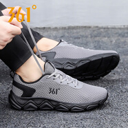 361°男鞋秋季軟底運(yùn)動(dòng)鞋2025新款透氣網(wǎng)面休閑鞋輕便旅游跑步鞋子男士 石墨灰/曜石黑 41