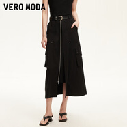 VEROMODA半身裙2025新款工裝風(fēng)鉚釘腰帶裝飾A字裙32521G004 黑色 S