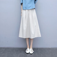 以純YISHION棉麻半身裙兩件套女2025夏季時(shí)尚洋氣小香風(fēng)純色V領(lǐng)上衣休閑套裝 #DY77(米白色) 單條裙子 M (建議80-100斤)