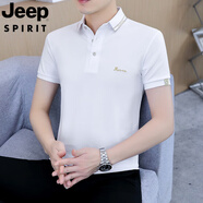 JEEP SPIRIT吉普品牌刺繡polo衫男短袖t恤夏季新款青年休閑修身上衣翻領(lǐng)體恤 F1012款 白色 M 95-115斤