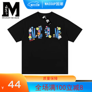MEDM2025新品T恤彩色花朵男潮牌潮流夏季美式街頭寬松休閑百搭體恤衫 黑色【純棉不起球】 M  【官方】