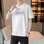 GTYUWVG2025新款短袖T恤男圓領(lǐng)夏季潮流印花半袖涼感休閑打底衫體恤 白色88314【圓領(lǐng)短袖】 2XL