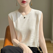 蝶美女吊帶背心女2025夏季新款內(nèi)搭外穿無(wú)袖上衣圓領(lǐng)寬松顯瘦鏤空針織衫 杏色 4XL 【建議141-150斤】