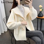 拉夏貝爾（La Chapelle）短外套女裝2025秋冬新款時(shí)尚開(kāi)衫針織外套牛角扣寬松時(shí)尚上衣服潮 米白色 優(yōu)質(zhì)面料 L 110-120斤