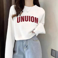 以純（YISHion）白色長(cháng)袖t恤女2025秋季新款女裝學(xué)生韓版寬松短款打底衫ins上衣潮 【UNUION】短款長(cháng)袖白 M 80-100斤