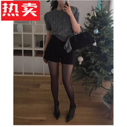 蕉京灰色毛呢短褲女冬季2024顯瘦韓版修身包臀呢子靴褲高腰打底三分褲 黑色 L