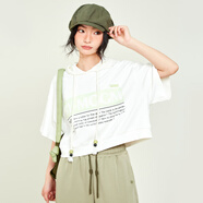 木果果木2025夏季新款時尚休閑連帽寬松版ins風個性短袖女上衣 白色 M