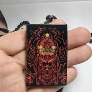 MPPMCK白鶴童子吊墜黑曜石無(wú)事牌雕刻正臉項(xiàng)鏈車掛保平安牌其他創(chuàng)意飾品 白鶴童子背面寧殺不渡