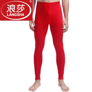 浪莎（LangSha）男士秋褲男純棉秋冬天基礎(chǔ)襯褲時尚打底褲保暖褲內(nèi)穿棉毛褲 100%棉本命年紅色 2XL 180/105建議140-155斤