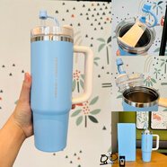 星巴克杯子多巴胺色彩系列大容量高顏值不銹鋼保溫陶瓷吸管杯 887ml巴胺藍色不銹鋼吸管杯