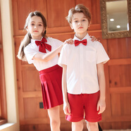 衣諾坊兒童演出服套裝夏新品女童百褶裙幼兒園園服男女學(xué)院風(fēng)合唱演出服 酒紅女生套裝(風(fēng)琴襯衫)：送襪子 150 (建議體重：67-80斤)