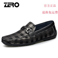 零度Zero零度豆豆鞋 男春季男鞋頭層羊皮真皮男士皮鞋柔軟舒適駕車鞋 黑銀 38