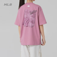 MLB官方 男女情侶明星明星同款老花休閑百搭棉質(zhì)T恤短袖26冬季新款 紐約洋基1053/粉紅色 XS 160/84A