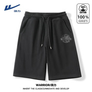 回力（Warrior）純棉短褲男美式休閑潮牌復古字母印花中褲男士青少年學(xué)生五分褲潮 黑#HL灰山X XL 【棉柔細膩 親膚舒適】