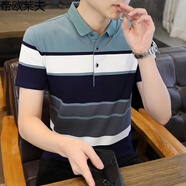 帝歐萊夫翻領(lǐng)短袖T恤男士夏季半袖POLO夏天男生潮牌t恤打底衫休閑衣服男裝 2333蘭綠 3XL (165-180斤)