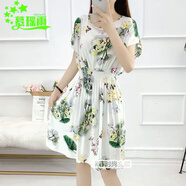 慕瑤雨2025碎花連衣裙短裙小個(gè)子大碼顯瘦印花裙子沙灘裙海邊渡假夏新款 短裙玉蘭花 L 100-110斤