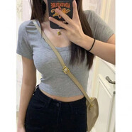 單南衛(wèi)木耳邊蝴蝶結(jié)綁帶吊帶背心女內(nèi)搭寬松無(wú)袖短款蛋糕上衣外穿設(shè)計(jì)感 灰色的的的的的 M 建議96-105斤